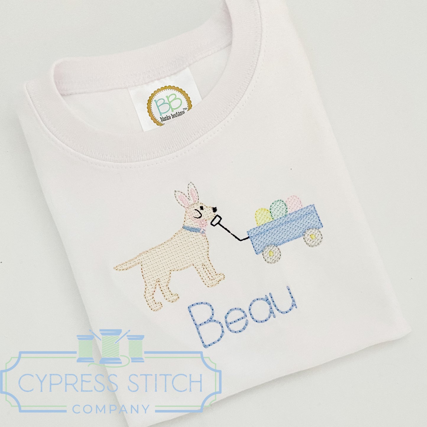 Easter Dog Monogram - Cypress Stitch Company