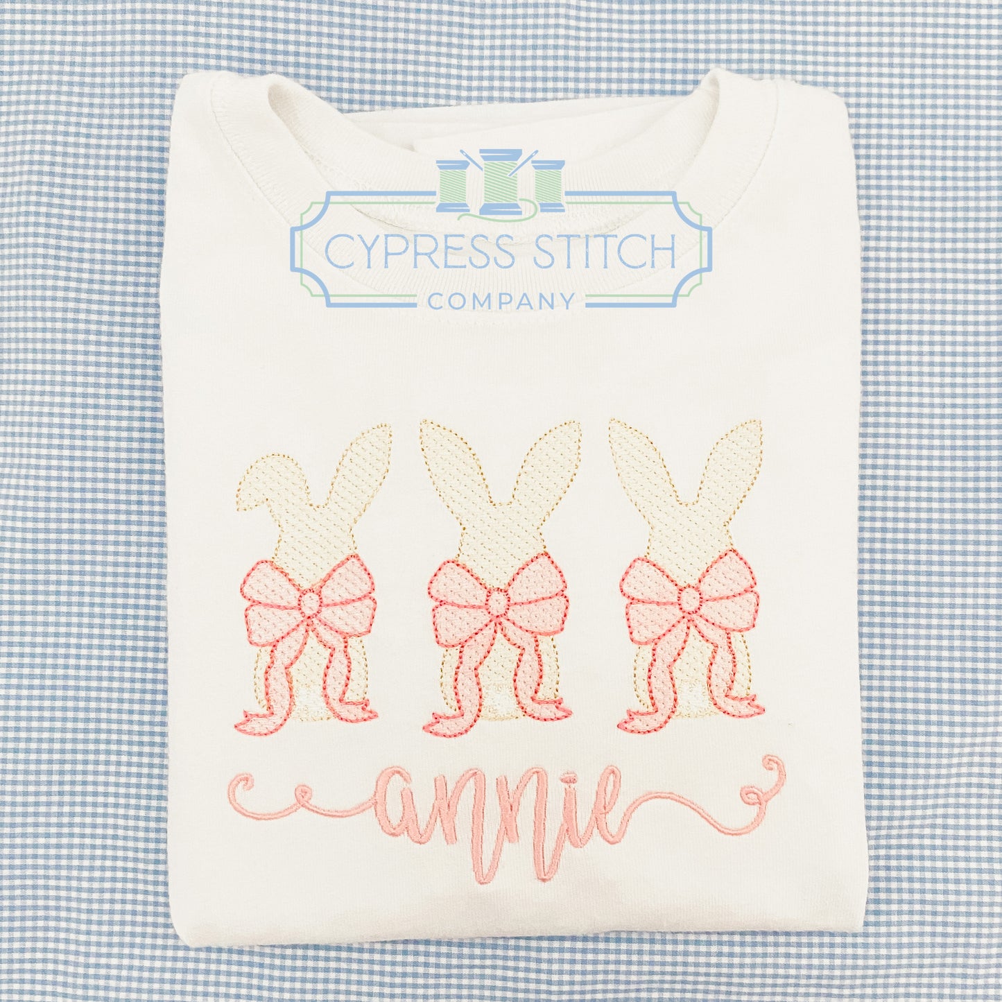 Easter Bunny Trio Monogram - Cypress Stitch Company