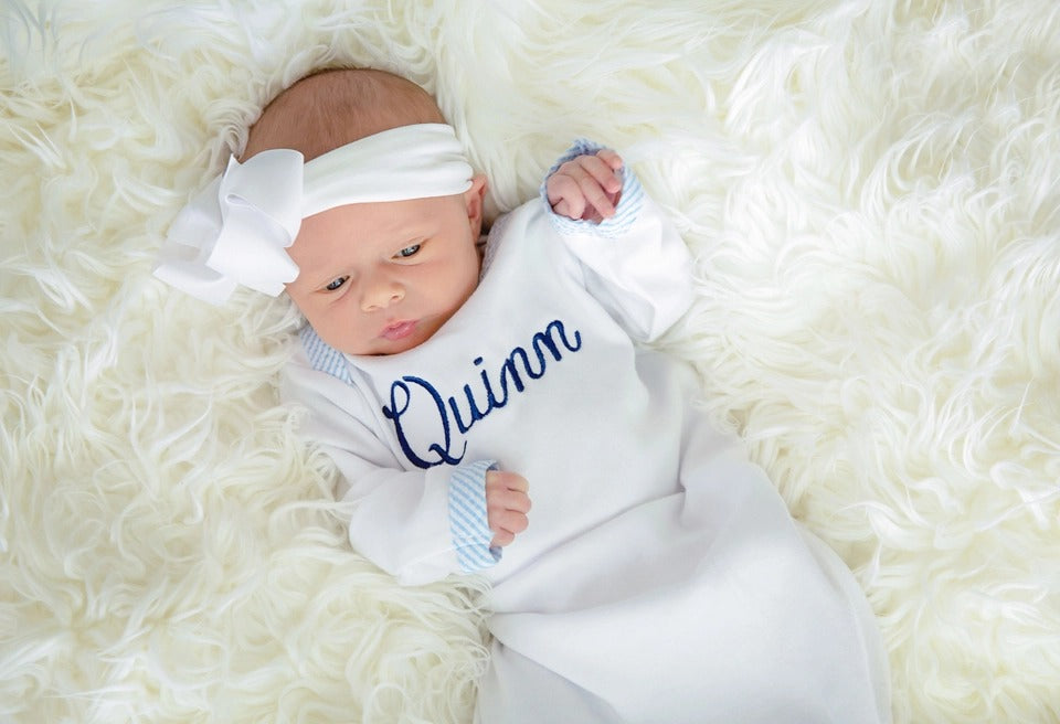 Seersucker Infant Gown - Cypress Stitch Company