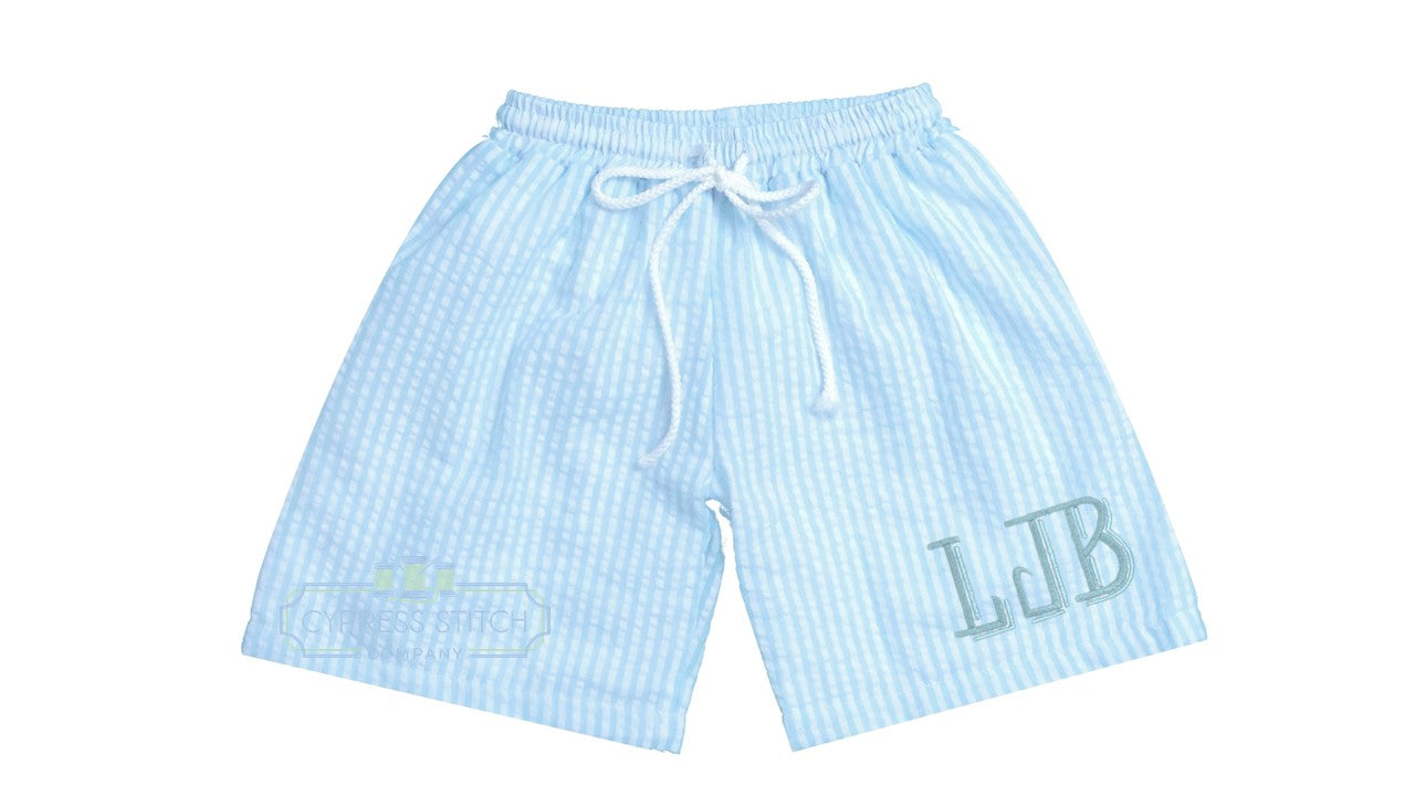 Boys Seersucker Swim Trunks - Cypress Stitch Company