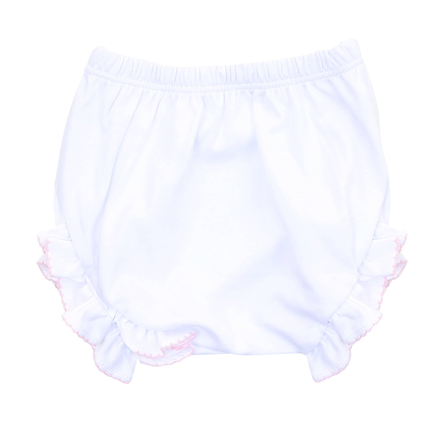 Magnolia Baby - Essentials Pink Trim Monogram Diaper Cover: White Pink / 6M/MD