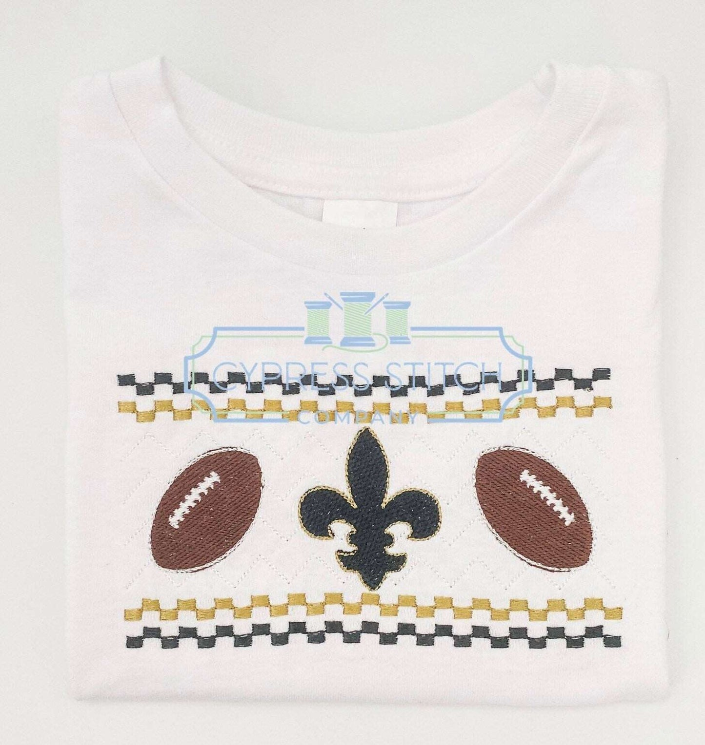 Saints Who Dat Faux Smocked - Cypress Stitch Company