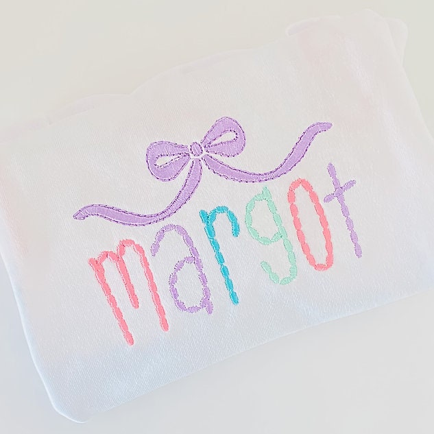 Color Me Happy with Bow Monogram - Cypress Stitch Company