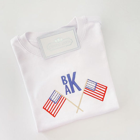 American Flag Monogram Shirt - Cypress Stitch Company