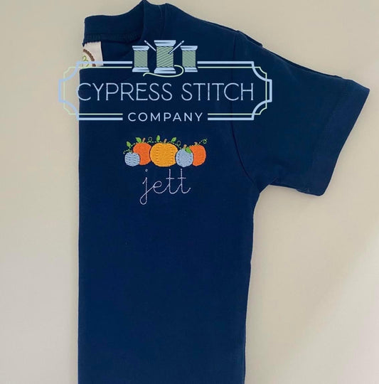 Fall/Thanksgiving Chest Monogram - Cypress Stitch Company