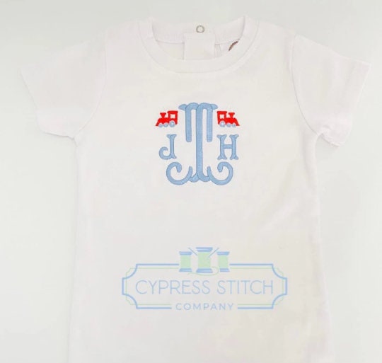 Boys Train Wagon Monogram - Cypress Stitch Company