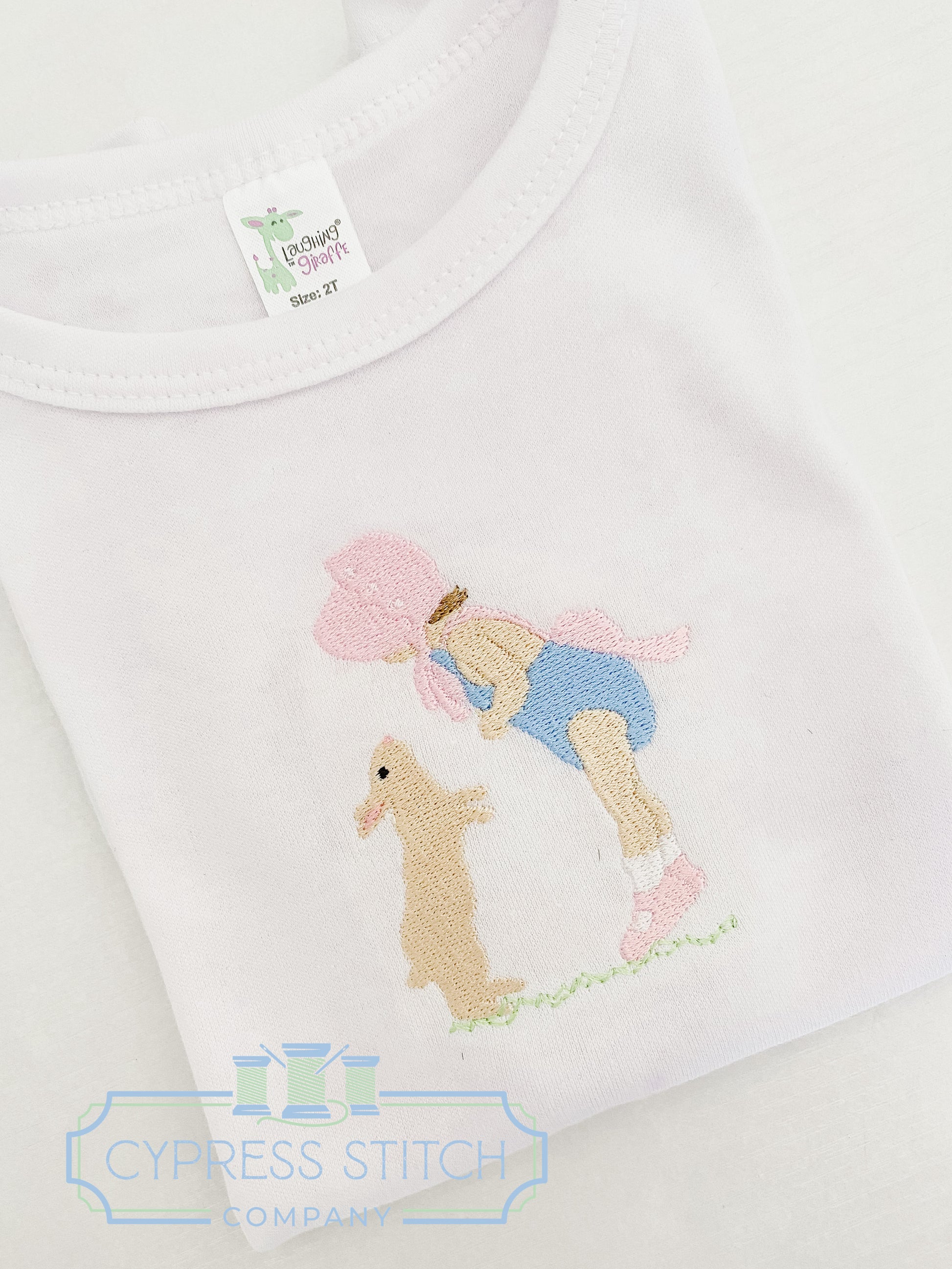Bonnet Girl Easter Bunny Shirt - Cypress Stitch Company
