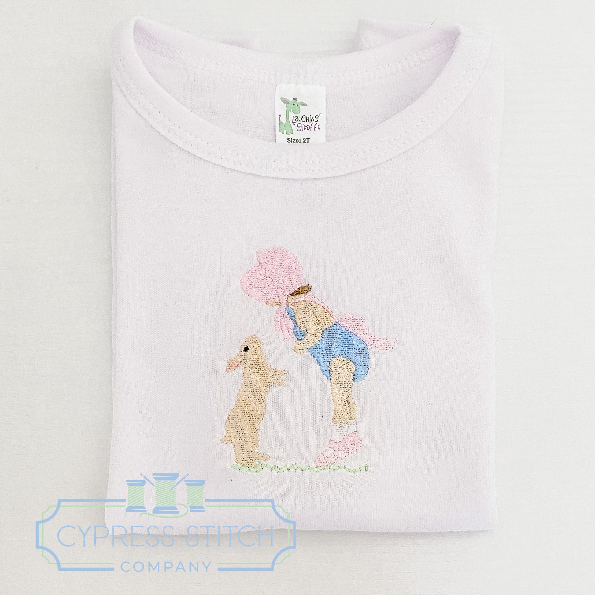 Bonnet Girl Easter Bunny Shirt - Cypress Stitch Company